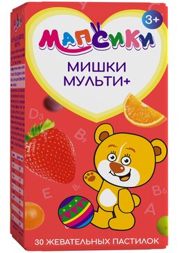МАПСИКИ МИШКИ МУЛЬТИ+ ПАСТИЛКИ ЖЕВАТЕЛЬНЫЕ  2 Г №30