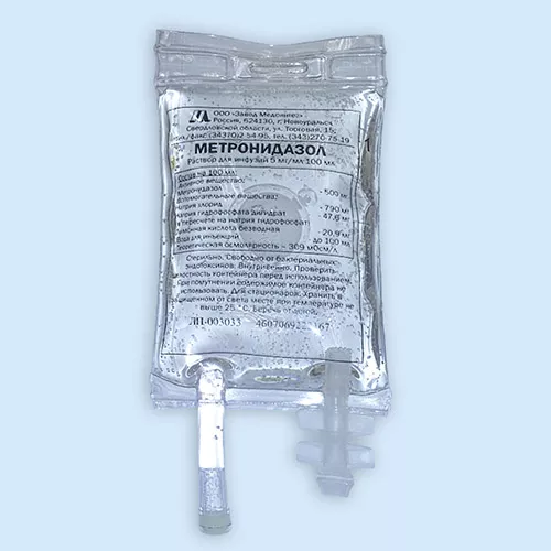 МЕТРОНИДАЗОЛ РАСТВОР ДЛЯ ИНФУЗИЙ 5 МГ/МЛ 100 МЛ №50