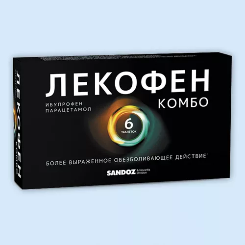 ЛЕКОФЕН КОМБО ТАБЛЕТКИ ПОКРЫТЫЕ ПЛЕНОЧНОЙ ОБОЛОЧКОЙ 200 МГ+500 МГ   №6