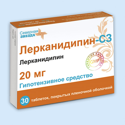 ЛЕРКАНИДИПИН-СЗ ТАБЛЕТКИ ПОКРЫТЫЕ ПЛЕНОЧНОЙ ОБОЛОЧКОЙ 20 МГ   №60