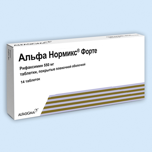АЛЬФА НОРМИКС ФОРТЕ ТАБЛЕТКИ ПОКРЫТЫЕ ОБОЛОЧКОЙ 550 МГ №14