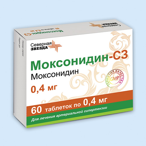 МОКСОНИДИН-СЗ ТАБЛЕТКИ ПОКРЫТЫЕ ПЛЕНОЧНОЙ ОБОЛОЧКОЙ 0,3 МГ   №90